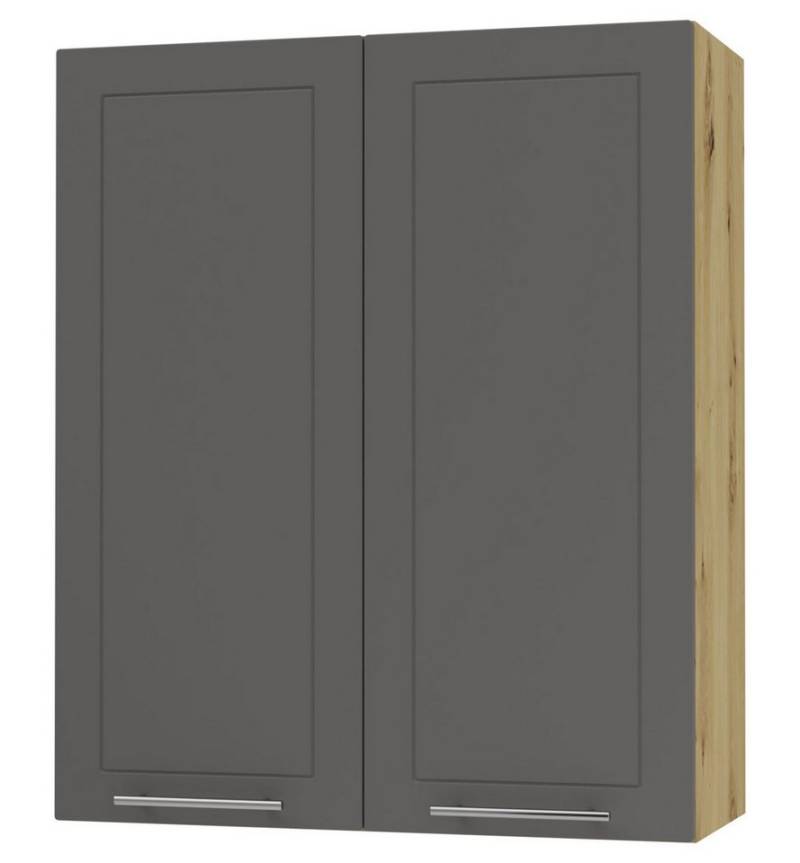 Feldmann-Wohnen Klapphängeschrank Kvantum (2-türig, innen 3 Einlegeböden, Türanschlag beidseitig, Soft-Close, 1-St., Fronten mit dekorativen Fräsungen und leicht abgerundeten Ecken) 80x32,5x96cm eiche artisan - graphit (Q-W4/80) von Feldmann-Wohnen