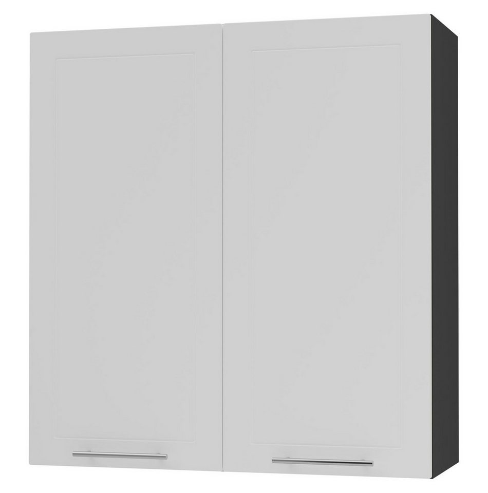 Feldmann-Wohnen Klapphängeschrank Kvantum (2-türig, innen 3 Einlegeböden, Türanschlag beidseitig, Soft-Close, 1-St., Fronten mit dekorativen Fräsungen und leicht abgerundeten Ecken) 90x32,5x96cm Front- und Korpusfarbe wählbar 2-türig von Feldmann-Wohnen