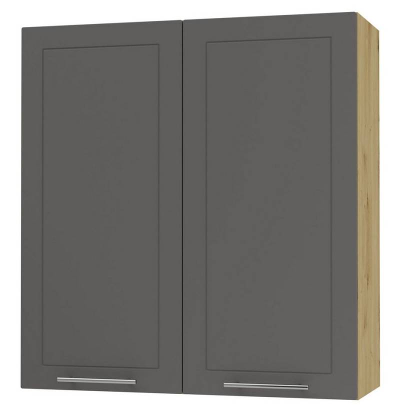 Feldmann-Wohnen Klapphängeschrank Kvantum (2-türig, innen 3 Einlegeböden, Türanschlag beidseitig, Soft-Close, 1-St., Fronten mit dekorativen Fräsungen und leicht abgerundeten Ecken) 90x32,5x96cm eiche artisan - graphit (Q-W4/90) von Feldmann-Wohnen