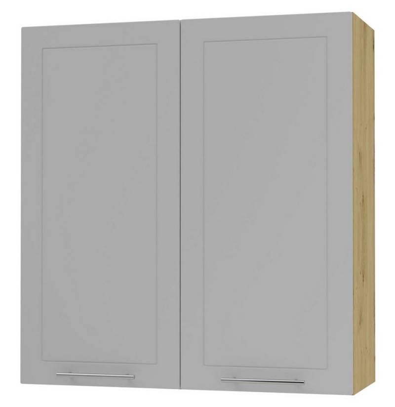 Feldmann-Wohnen Klapphängeschrank Kvantum (2-türig, innen 3 Einlegeböden, Türanschlag beidseitig, Soft-Close, 1-St., Fronten mit dekorativen Fräsungen und leicht abgerundeten Ecken) 90x32,5x96cm eiche artisan - dust grey (Q-W4/90) von Feldmann-Wohnen