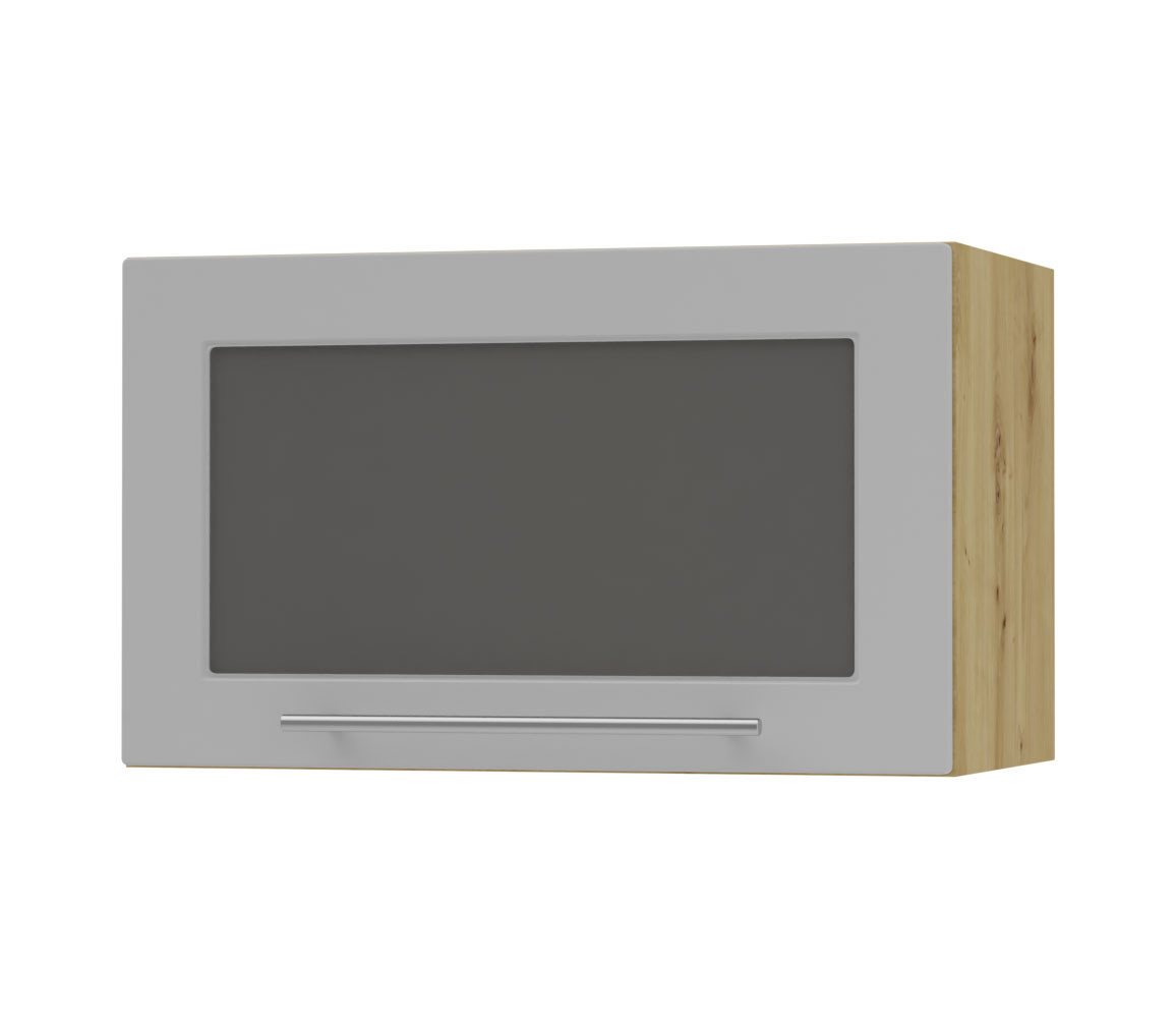 Feldmann-Wohnen Klapphängeschrank Kvantum (1-türig, 1 Fach, Türanschlag oben, Soft-Close, 1-St., Fronten mit dekorativen Fräsungen und leicht abgerundeten Ecken) 60x36cm eiche artisan - dust grey matt (Q-W4BS/60-AV) von Feldmann-Wohnen