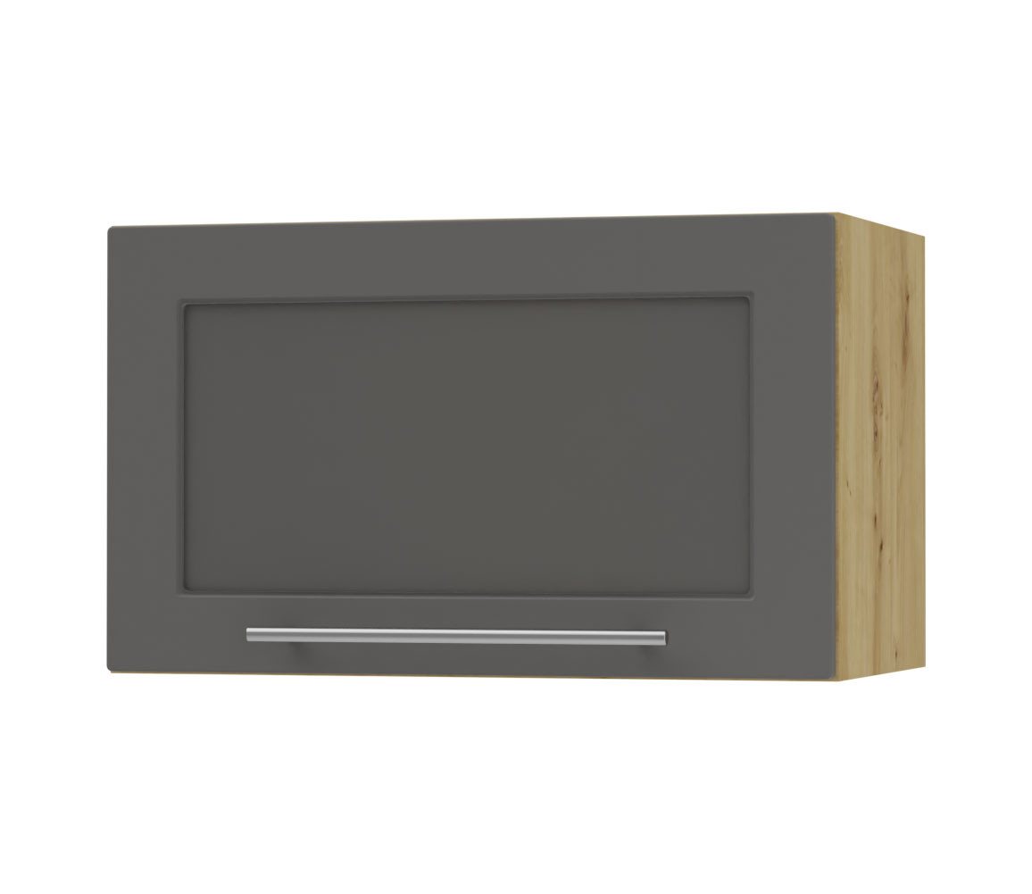 Feldmann-Wohnen Klapphängeschrank Kvantum (1-türig, 1 Fach, Türanschlag oben, Soft-Close, 1-St., Fronten mit dekorativen Fräsungen und leicht abgerundeten Ecken) 60x36cm eiche artisan - graphit matt (Q-W4BS/60-AV) von Feldmann-Wohnen