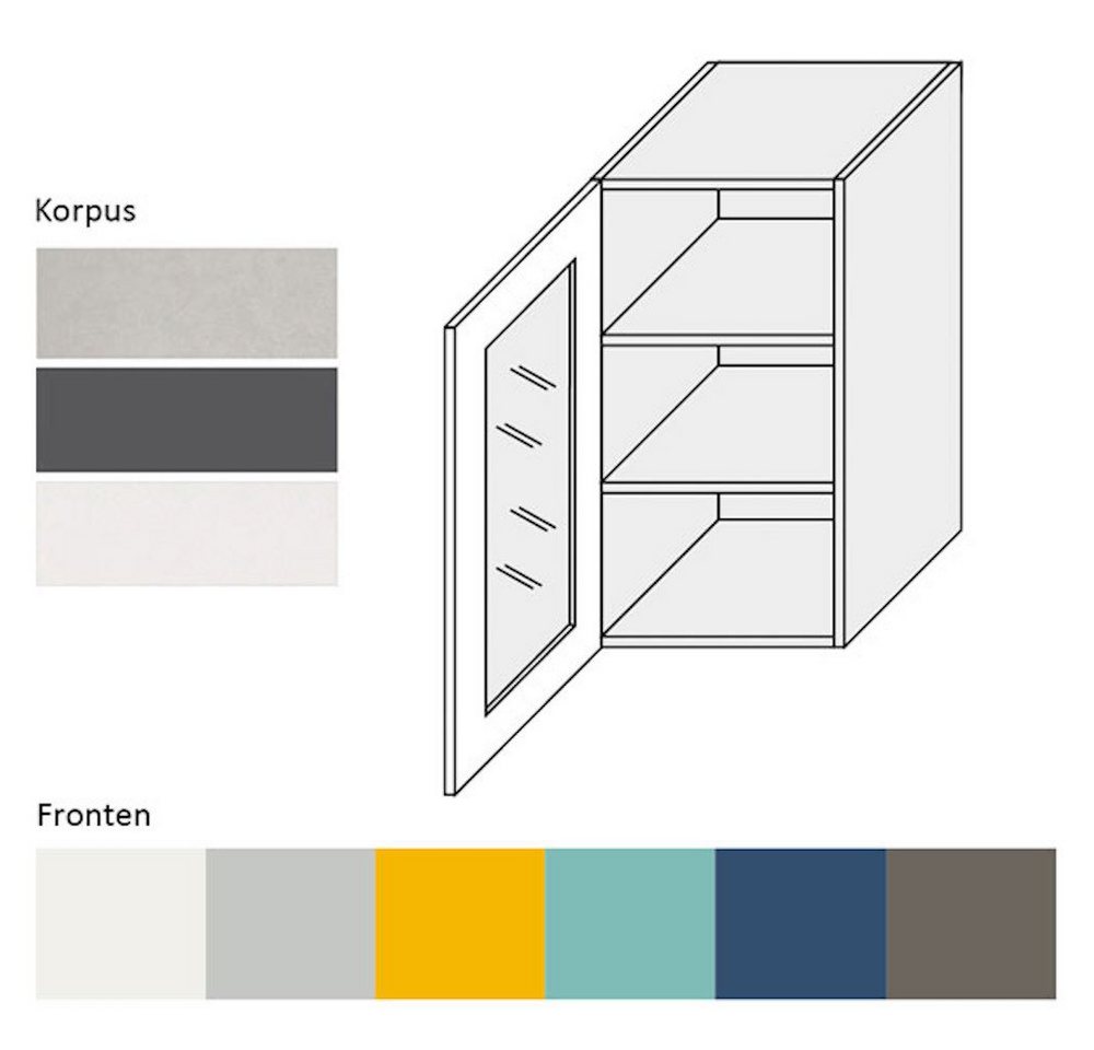 Feldmann-Wohnen Klapphängeschrank Napoli (Napoli, 1-St) 40cm Front-, Korpusfarbe & Ausführung wählbar grifflos 1-türig Glas von Feldmann-Wohnen