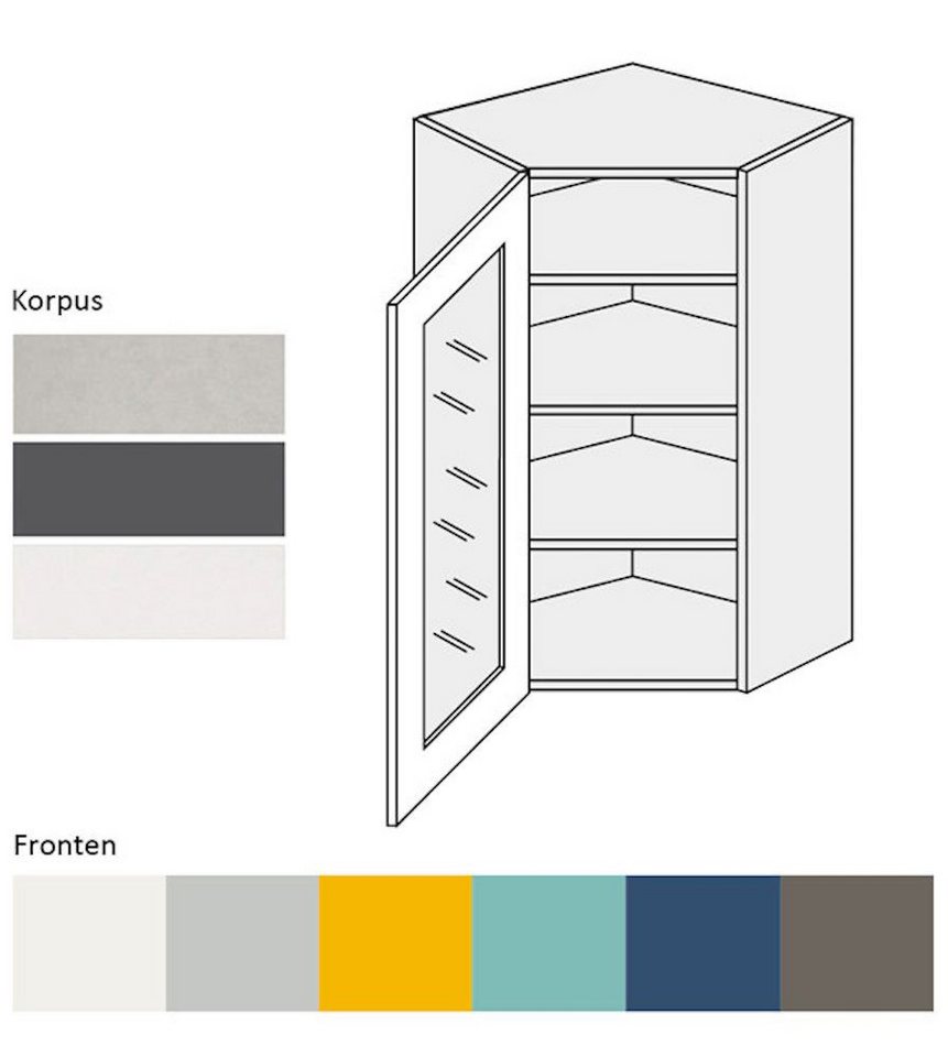 Feldmann-Wohnen Klapphängeschrank Napoli (Napoli, 1-St) 60cm Front-, Korpusfarbe / Ausführung wählbar grifflos 1-türig Glas von Feldmann-Wohnen