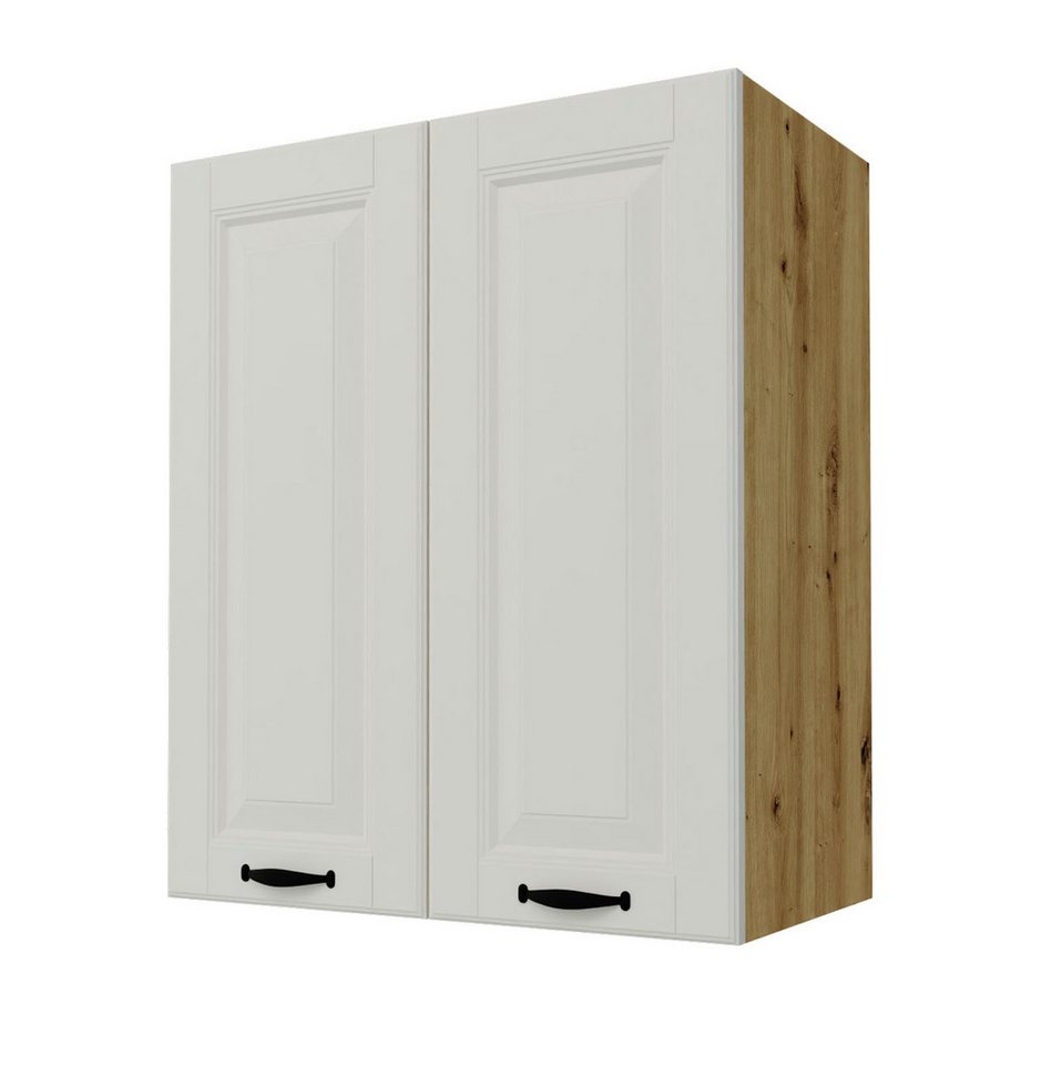 Feldmann-Wohnen Klapphängeschrank Prato (Soft-Close-Funktion, formschöne schwarze Metallgriffe, 1-St., hochwertig matt lackierte Fronten in dekorativer Leistenoptik) 60x32,5x72cm Front- & Korpusfarbe wählbar 2-türig, 2 Holzeinlegeböden von Feldmann-Wohnen