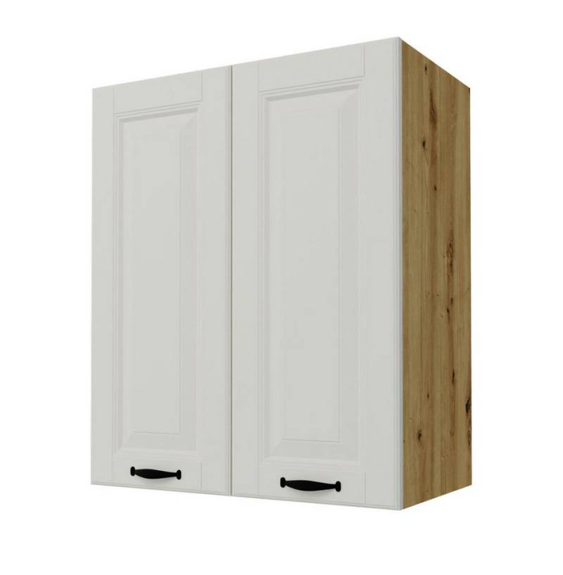 Feldmann-Wohnen Klapphängeschrank Prato (Soft-Close-Funktion, formschöne schwarze Metallgriffe, 1-St., hochwertig matt lackierte Fronten in dekorativer Leistenoptik) 60x32,5x72cm Front- & Korpusfarbe wählbar 2-türig, 2 Holzeinlegeböden von Feldmann-Wohnen
