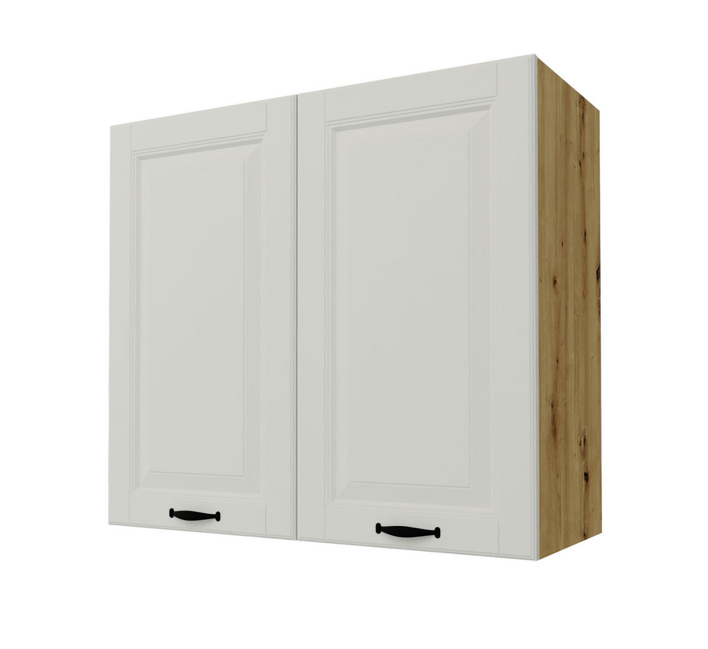 Feldmann-Wohnen Klapphängeschrank Prato (Soft-Close-Funktion, formschöne schwarze Metallgriffe, 1-St., hochwertig matt lackierte Fronten in dekorativer Leistenoptik) 80x32,5x72cm Front- & Korpusfarbe wählbar, 2-türig, 2 Holzeinlegeböden von Feldmann-Wohnen