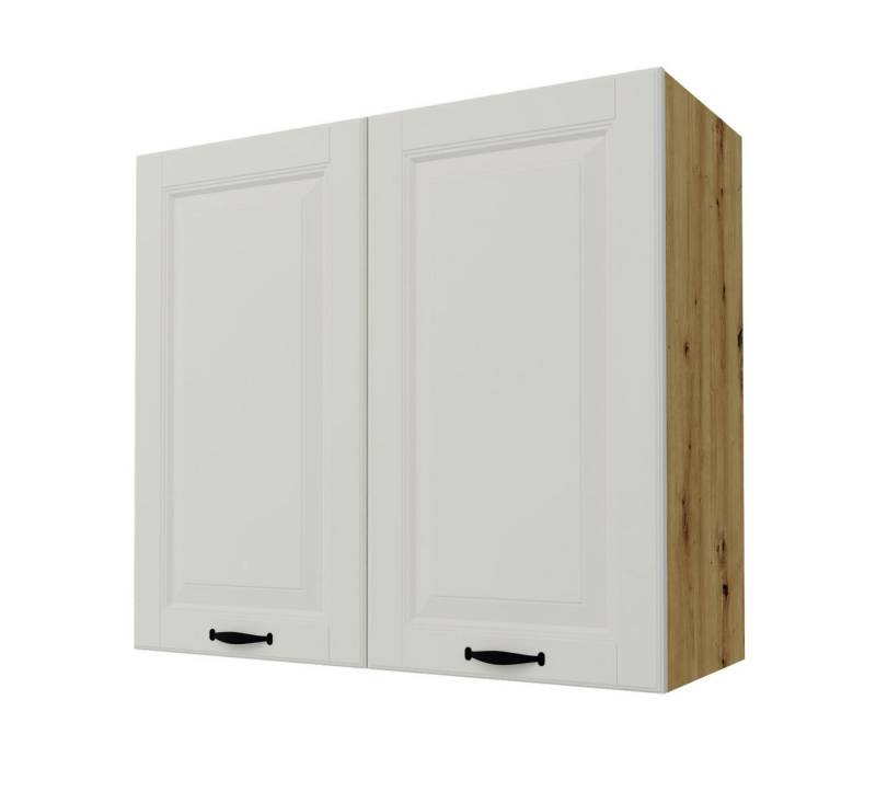Feldmann-Wohnen Klapphängeschrank Prato (Soft-Close-Funktion, formschöne schwarze Metallgriffe, 1-St., hochwertig matt lackierte Fronten in dekorativer Leistenoptik) 80x32,5x72cm Front- & Korpusfarbe wählbar, 2-türig, 2 Holzeinlegeböden von Feldmann-Wohnen
