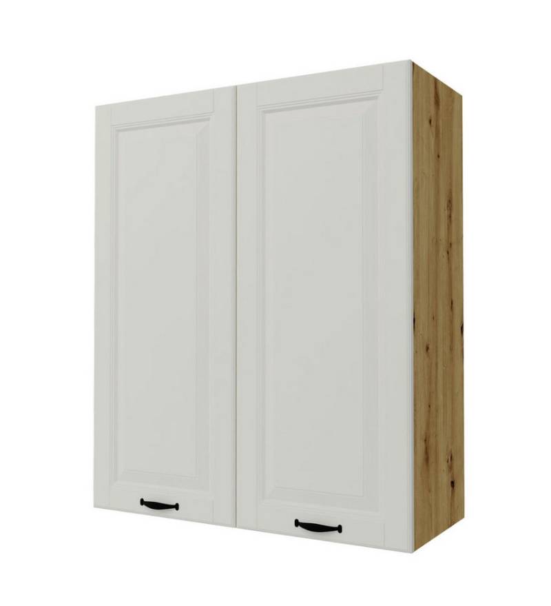 Feldmann-Wohnen Klapphängeschrank Prato (Soft-Close-Funktion, formschöne schwarze Metallgriffe, 1-St., hochwertig matt lackierte Fronten in dekorativer Leistenoptik) 80x32,5x96cm Front- & Korpusfarbe wählbar, 1-türig, 3 Holzeinlegeböden von Feldmann-Wohnen