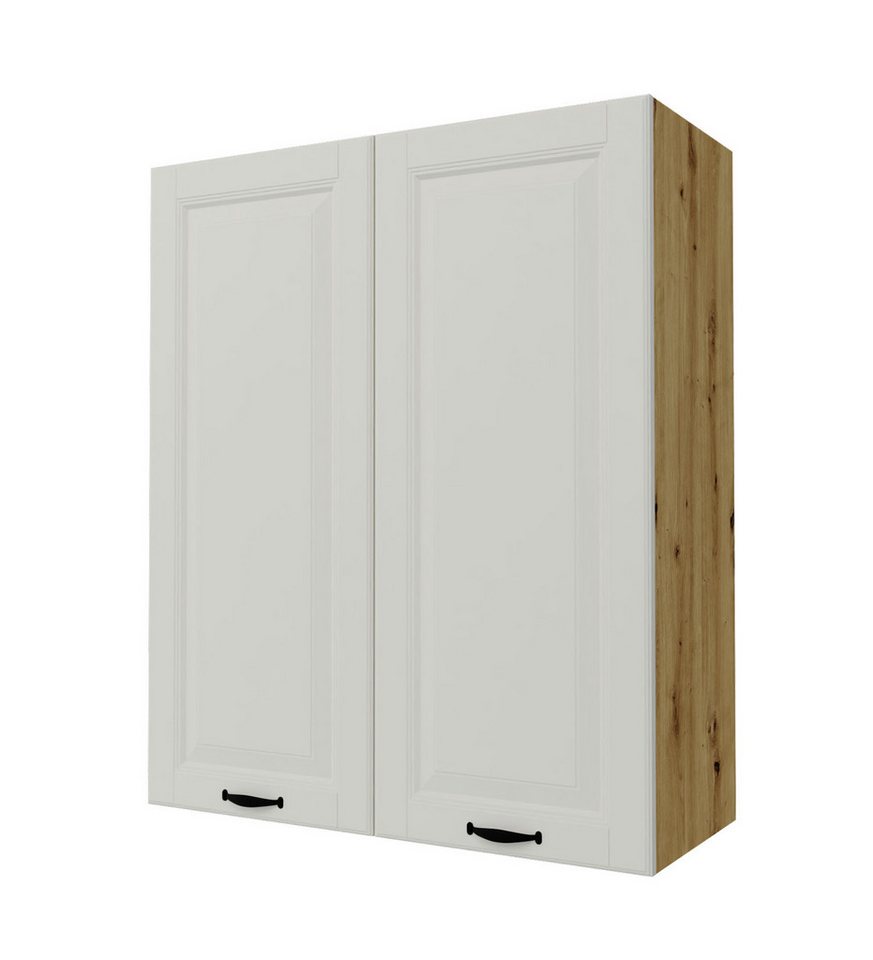 Feldmann-Wohnen Klapphängeschrank Prato (Soft-Close-Funktion, formschöne schwarze Metallgriffe, 1-St., hochwertig matt lackierte Fronten in dekorativer Leistenoptik) 80x32,5x96cm Front- & Korpusfarbe wählbar, 1-türig, 3 Holzeinlegeböden von Feldmann-Wohnen