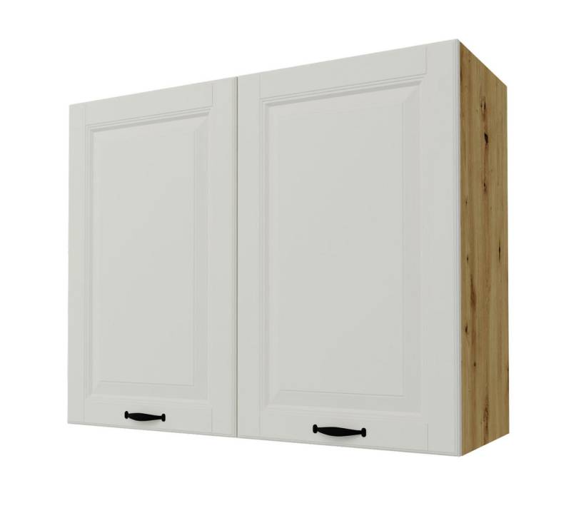 Feldmann-Wohnen Klapphängeschrank Prato (Soft-Close-Funktion, formschöne schwarze Metallgriffe, 1-St., hochwertig matt lackierte Fronten in dekorativer Leistenoptik) 90x32,5x72cm Front- & Korpusfarbe wählbar, 2-türig, 2 Holzeinlegeböden von Feldmann-Wohnen