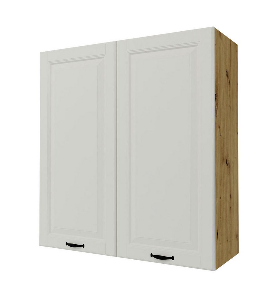 Feldmann-Wohnen Klapphängeschrank Prato (Soft-Close-Funktion, formschöne schwarze Metallgriffe, 1-St., hochwertig matt lackierte Fronten in dekorativer Leistenoptik) 90x32,5x96cm Front- & Korpusfarbe wählbar, 1-türig, 3 Holzeinlegeböden von Feldmann-Wohnen