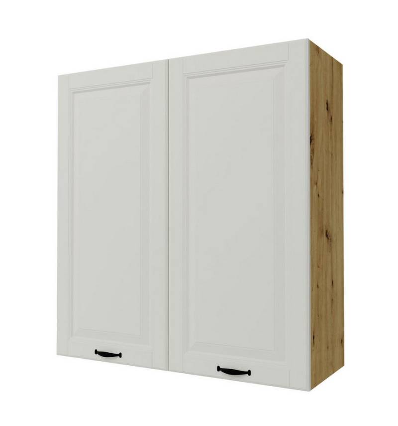 Feldmann-Wohnen Klapphängeschrank Prato (Soft-Close-Funktion, formschöne schwarze Metallgriffe, 1-St., hochwertig matt lackierte Fronten in dekorativer Leistenoptik) 90x32,5x96cm Front- & Korpusfarbe wählbar, 1-türig, 3 Holzeinlegeböden von Feldmann-Wohnen