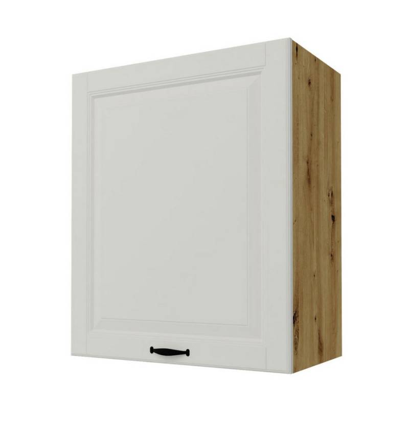 Feldmann-Wohnen Klapphängeschrank Prato (Türanschlag wechselbar, Soft-Close-Funktion, schwarze Metallgriff, 1-St., hochwertig matt lackierte Fronten in dekorativer Leistenoptik) 60x32,5x72cm Front- & Korpusfarbe wählbar 1-türig, 2 Holzeinlegeböden von Feldmann-Wohnen