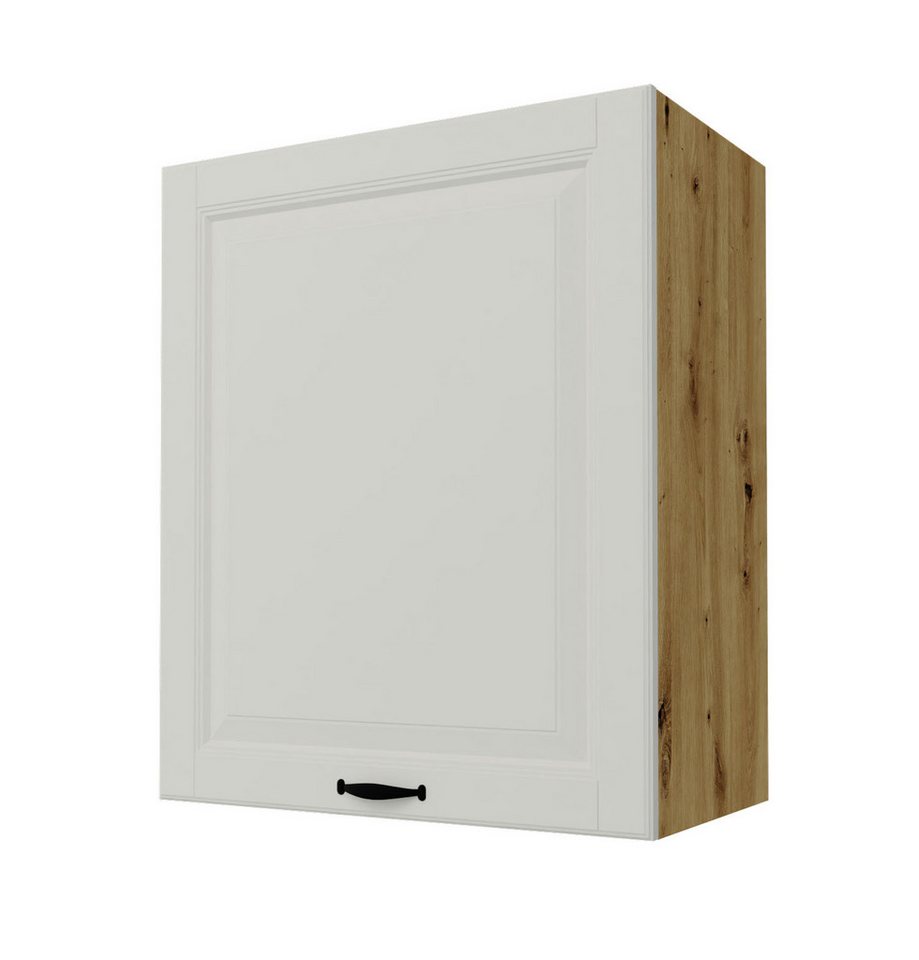Feldmann-Wohnen Klapphängeschrank Prato (Türanschlag wechselbar, Soft-Close-Funktion, schwarze Metallgriff, 1-St., hochwertig matt lackierte Fronten in dekorativer Leistenoptik) 60x32,5x72cm Front- & Korpusfarbe wählbar 1-türig, 2 Holzeinlegeböden von Feldmann-Wohnen