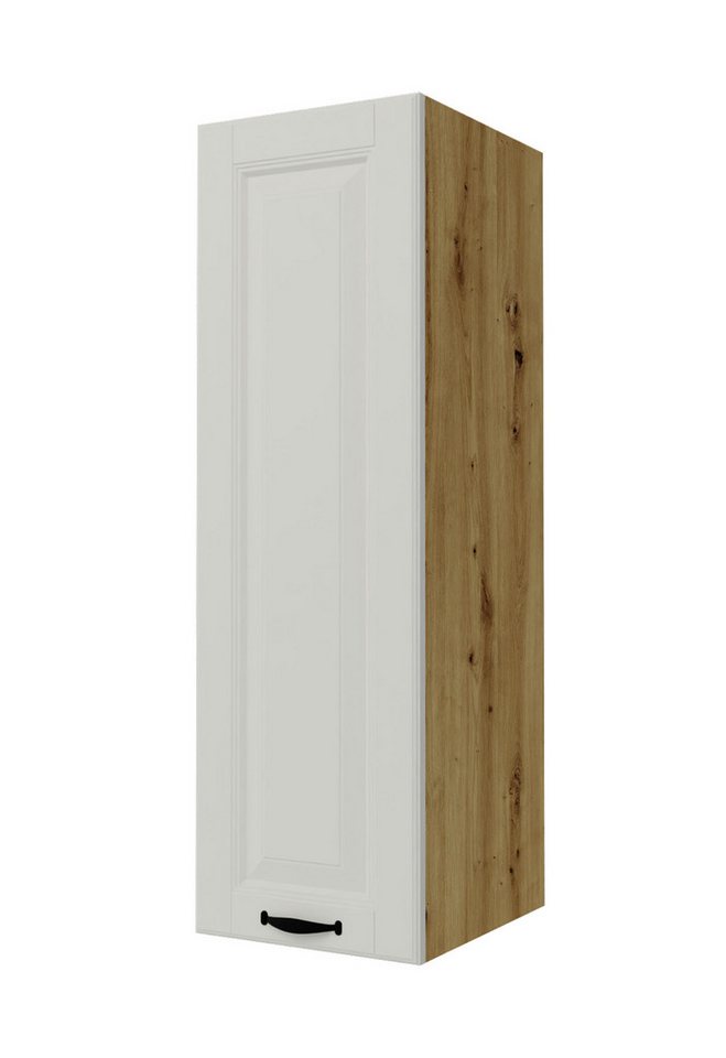 Feldmann-Wohnen Klapphängeschrank Prato (Türanschlag wechselbar, Soft-Close-Funktion, schwarze Metallgriffe, 1-St., hochwertig matt lackierte Fronten in dekorativer Rahmenoptik) 30x32,5x96cm Front- & Korpusfarbe wählbar, 1-türig, 3 Holzeinlegeböden von Feldmann-Wohnen