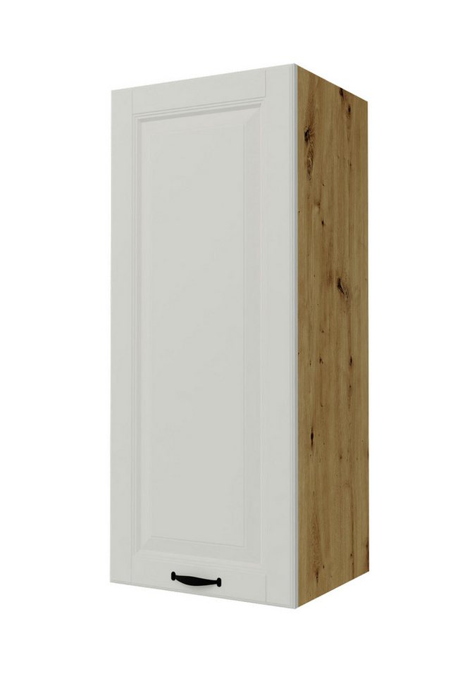 Feldmann-Wohnen Klapphängeschrank Prato (Türanschlag wechselbar, Soft-Close-Funktion, schwarze Metallgriffe, 1-St., hochwertig matt lackierte Fronten in dekorativer Rahmenoptik) 40x32,5x96cm Front- & Korpusfarbe wählbar, 1-türig, 3 Holzeinlegeböden von Feldmann-Wohnen
