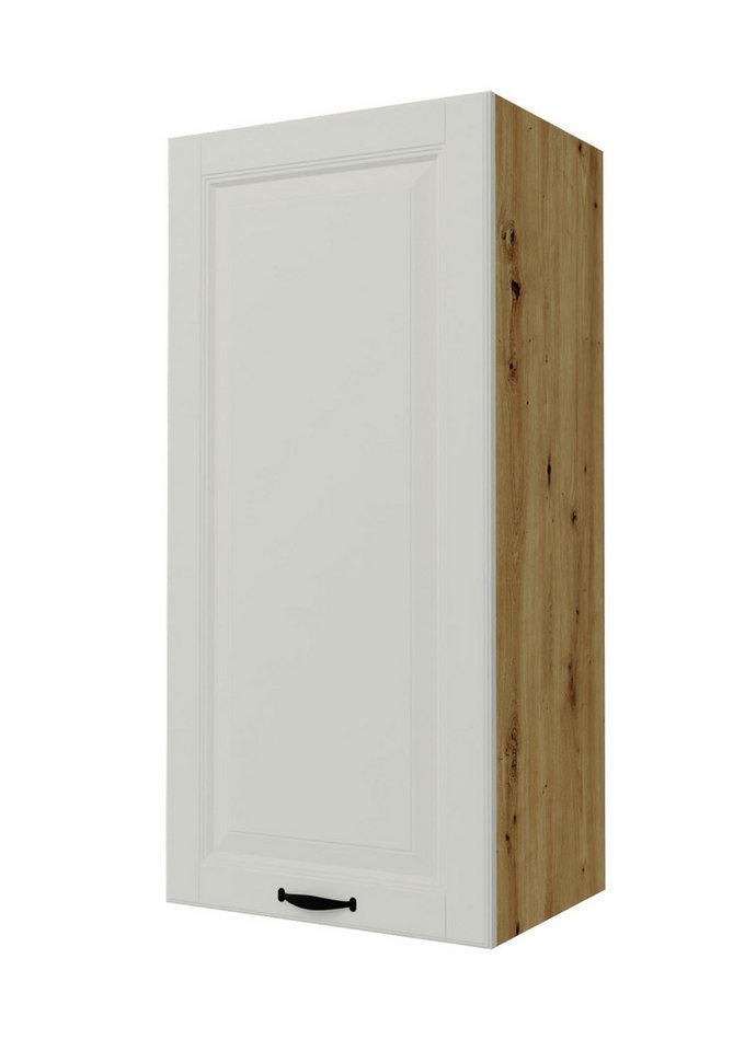 Feldmann-Wohnen Klapphängeschrank Prato (Türanschlag wechselbar, Soft-Close-Funktion, schwarze Metallgriffe, 1-St., hochwertig matt lackierte Fronten in dekorativer Rahmenoptik) 45x32,5x96cm Front- & Korpusfarbe wählbar, 1-türig, 3 Holzeinlegeböden von Feldmann-Wohnen