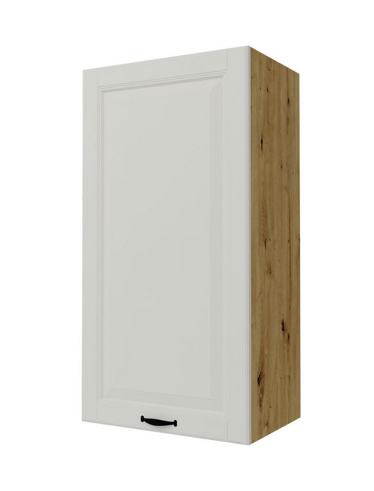 Feldmann-Wohnen Klapphängeschrank Prato (Türanschlag wechselbar, Soft-Close-Funktion, schwarze Metallgriffe, 1-St., hochwertig matt lackierte Fronten in dekorativer Rahmenoptik) 50x32,5x96cm Front- & Korpusfarbe wählbar, 1-türig, 3 Holzeinlegeböden von Feldmann-Wohnen