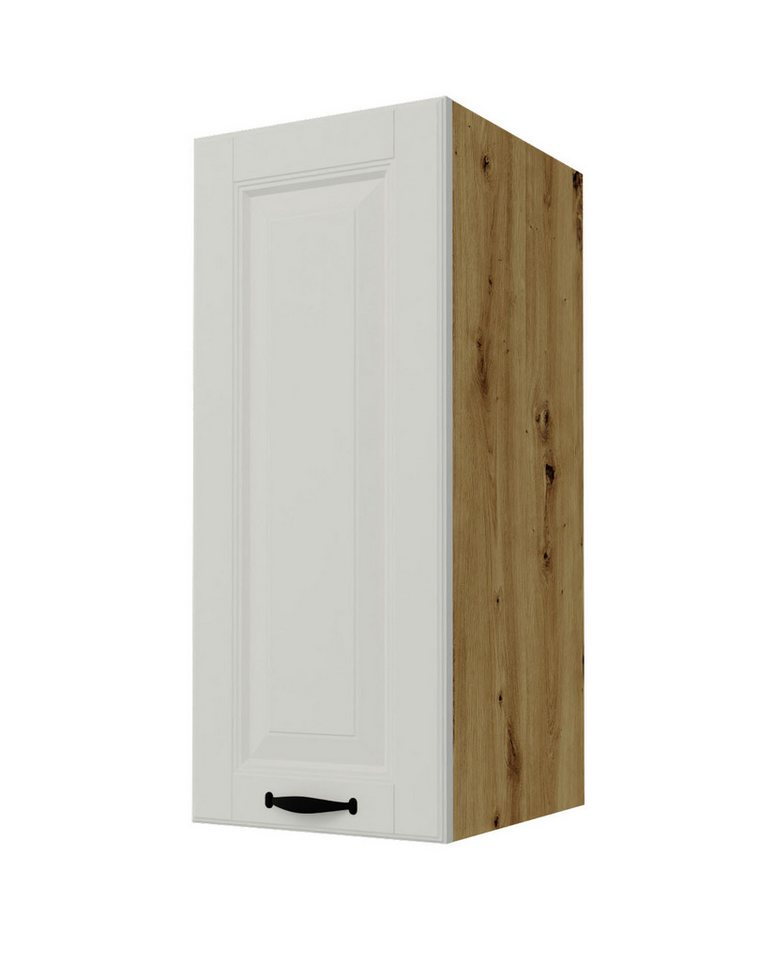 Feldmann-Wohnen Klapphängeschrank Prato (Türanschlag wechselbar, Soft-Close-Funktion, schwarzer Metallgriff, 1-St., hochwertig matt lackiert Fronten mit dekorativer Leistenoptik) 30x32,5x72cm Front- & Korpusfarbe wählbar, 1-türig, 2 Holzeinlegeböden von Feldmann-Wohnen