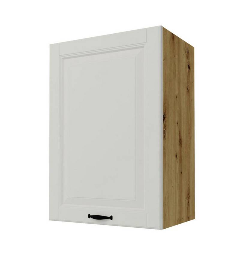Feldmann-Wohnen Klapphängeschrank Prato (Türanschlag wechselbar, Soft-Close-Funktion, schwarzer Metallgriff, 1-St., hochwertig matt lackierte Fronten in dekorativer Leistenoptik) 50x32,5x72cm Front -& Korpusfarbe wählbar 1-türig, 2 Holzeinlegeböden von Feldmann-Wohnen