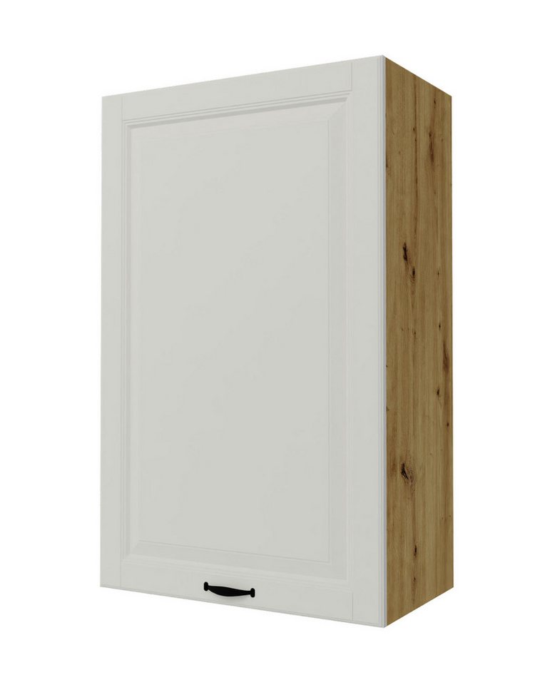 Feldmann-Wohnen Klapphängeschrank Prato (Türanschlag wechselbar, Soft-Close-Funktion, schwarzer Metallgriff, 1-St., hochwertig matt lackierte Fronten in dekorativer Leistenoptik) 60x32,5x96cm Front- & Korpusfarbe wählbar, 1-türig, 3 Holzeinlegeböden von Feldmann-Wohnen