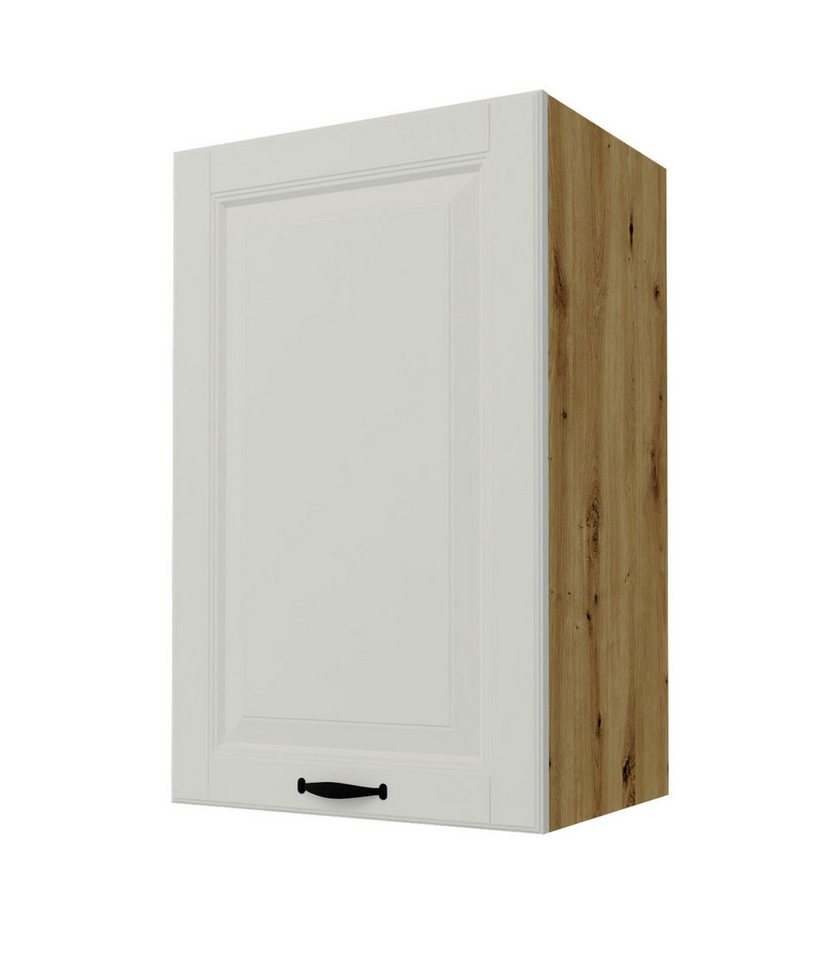 Feldmann-Wohnen Klapphängeschrank Prato (Türanschlag wechselbar, Soft-Close-Funktion, schwarzer Metallgriff, 1-St., hochwertig matt lackierte Fronten mit dekorativer Leistenoptik) 45x32,5x72cm Front- & Korpusfarbe wählbar, 1-türig, 2 Holzeinlegeböden von Feldmann-Wohnen