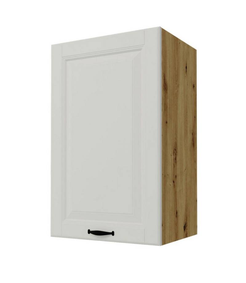 Feldmann-Wohnen Klapphängeschrank Prato (Türanschlag wechselbar, Soft-Close-Funktion, schwarzer Metallgriff, 1-St., hochwertig matt lackierte Fronten mit dekorativer Leistenoptik) 45x32,5x72cm Front- & Korpusfarbe wählbar, 1-türig, 2 Holzeinlegeböden von Feldmann-Wohnen