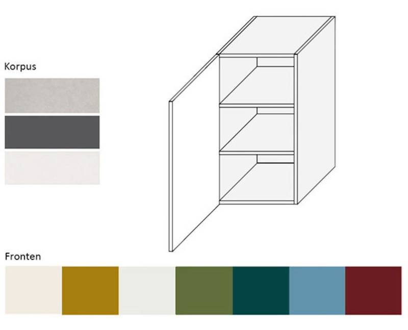 Feldmann-Wohnen Klapphängeschrank Rimini (1-türig, 2 Einlegeböden, 1-St., moderne Optik, MDF Kasetten-Fronten, Soft-Close) 40x32,5x72cm Farbe wählbar von Feldmann-Wohnen