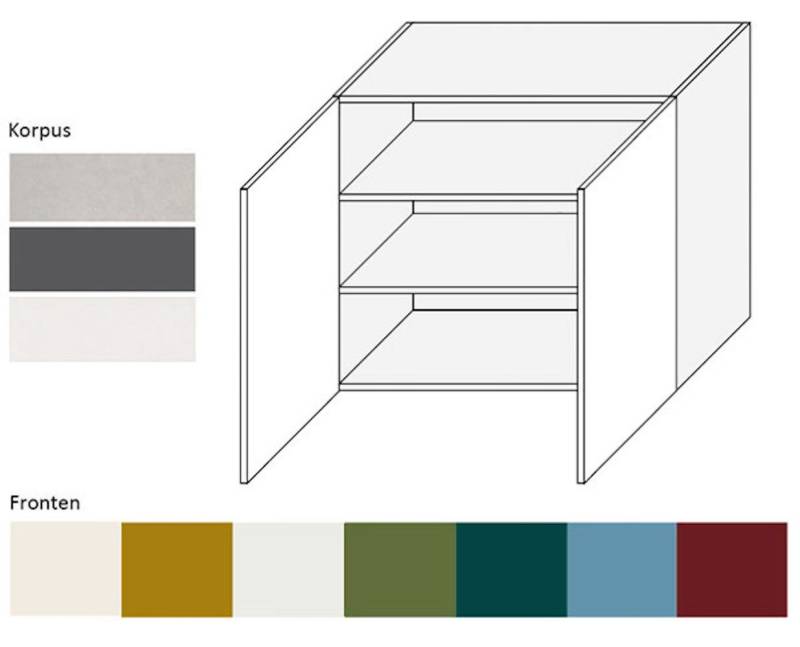 Feldmann-Wohnen Klapphängeschrank Rimini (2-türig, 2 Einlegeböden, 1-St., moderne Optik, MDF Kasetten-Fronten, Soft-Close) 90x32,5x72cm Farbe wählbar von Feldmann-Wohnen
