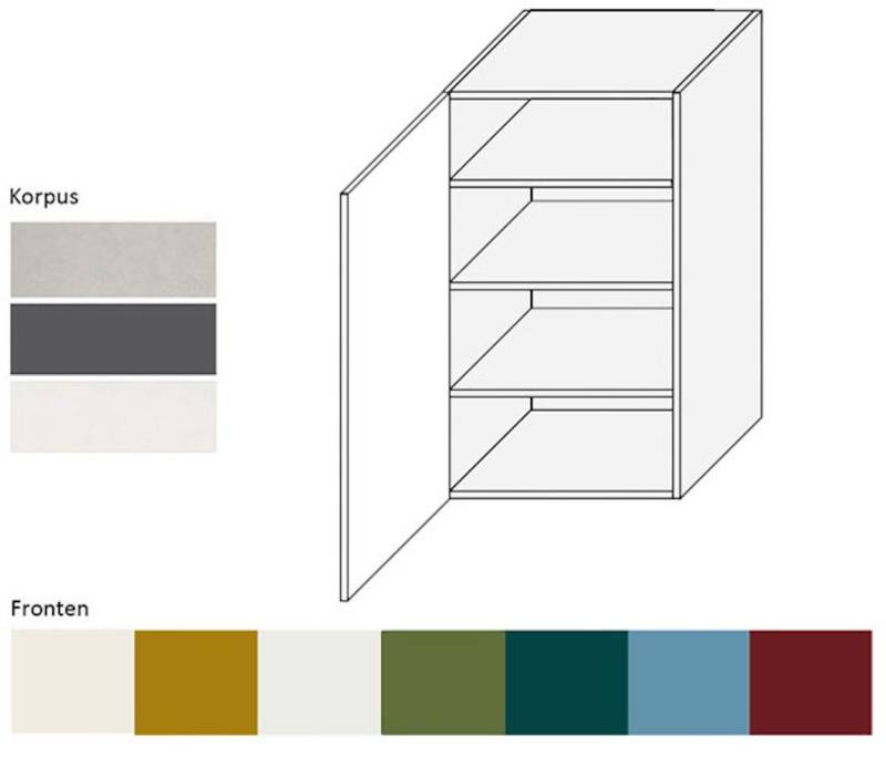 Feldmann-Wohnen Klapphängeschrank Rimini (1-türig, 3 Einlegeböden, 1-St., moderne Optik, MDF Kasetten-Fronten, Soft-Close) 50x32,5x96cm Farbe wählbar von Feldmann-Wohnen