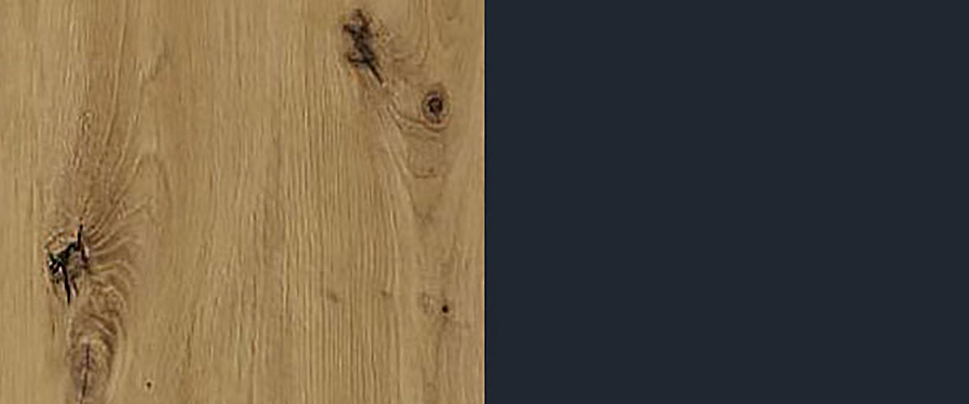 Feldmann-Wohnen Klapphängeschrank Salo (Klappenbeschläge mit Soft-Close-Funktion, 1-St., mit aufgesetzten 3D Kassettenfronten und formschönen Metallgriffen) 90cm indigo matt eiche artisan mit Klappe von Feldmann-Wohnen