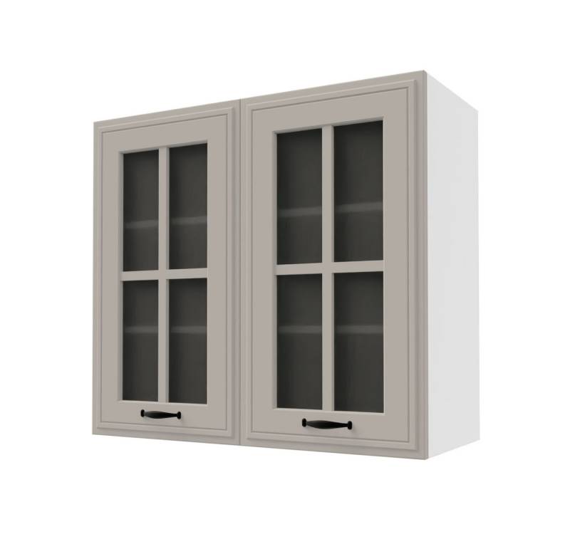 Feldmann-Wohnen Klapphängeschrank Salo (Türscharniere mit Soft-Close-Funktion, 1-St., mit aufgesetzten 3D Kassettenfronten und formschönen Metallgriffen) 80x32,5x72cm eiche artisan - grün supermatt (SL-W3S/80) von Feldmann-Wohnen