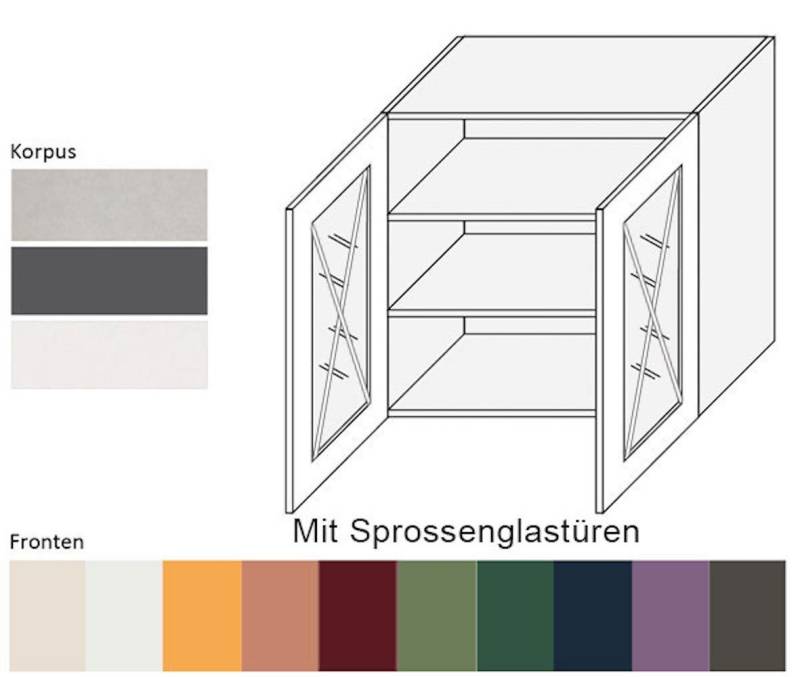 Feldmann-Wohnen Klapphängeschrank Tivoli (Tivoli, 1-St) 80cm Front- & Korpusfarbe wählbar 2-türig Glaseinsatz (glasklar) von Feldmann-Wohnen
