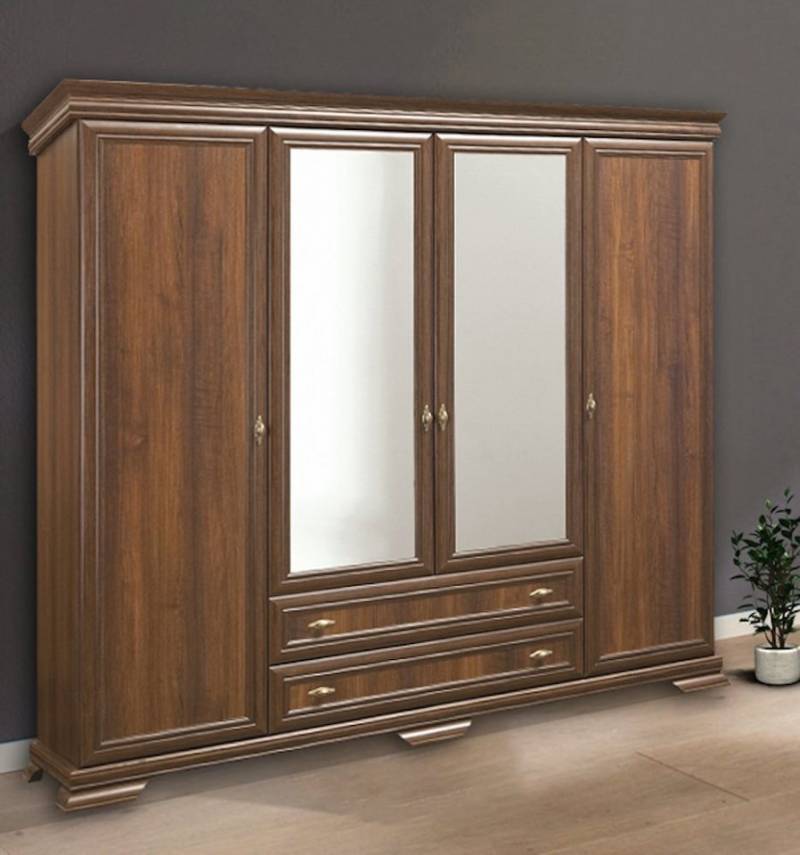 Feldmann-Wohnen Kleiderschrank Kora (1-St) 208cm 4-türig Spiegel samoa King rustikal von Feldmann-Wohnen