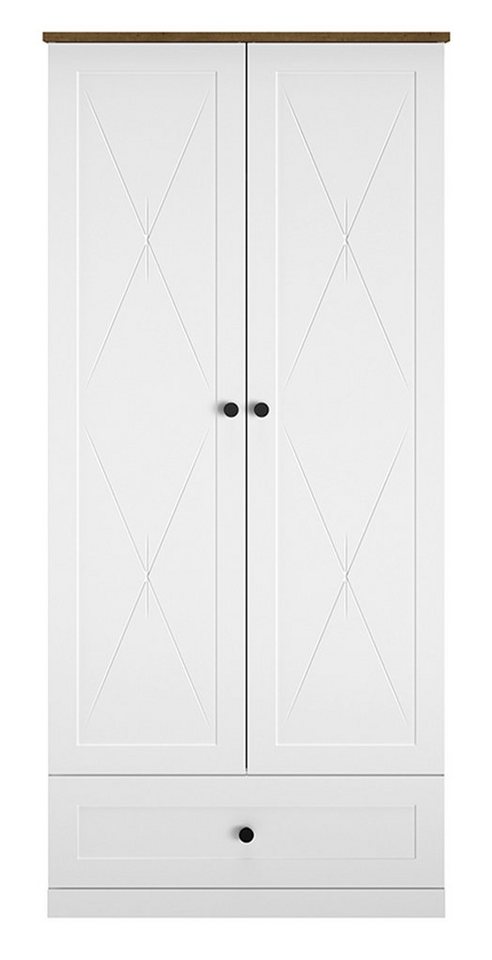 Feldmann-Wohnen Kleiderschrank Lille (1-St., 1-teilig) 92cm weiß matt / eiche lefkas von Feldmann-Wohnen