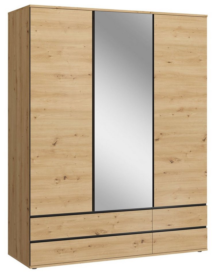 Feldmann-Wohnen Kleiderschrank Naxos (1-St) 165,2x58x210cm artisan eiche / schwarz matt mit Spiegel von Feldmann-Wohnen