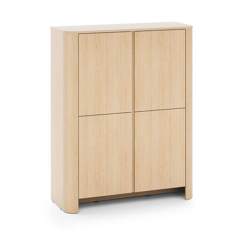 Feldmann-Wohnen Kommode Bari (2-türig, 8 Einlegeböden, 1 St., moderne Optik, abgerundeter Korpus, grifflos, Push-to-Open), 103x39x132cm Eiche Vicenza von Feldmann-Wohnen