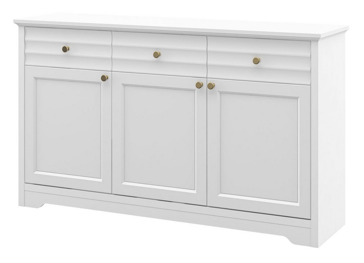 Feldmann-Wohnen Kommode Denver (Denver, 1 St., Sideboard mit Türen und Schubladen), 160x40x93cm weiß Front MDF von Feldmann-Wohnen