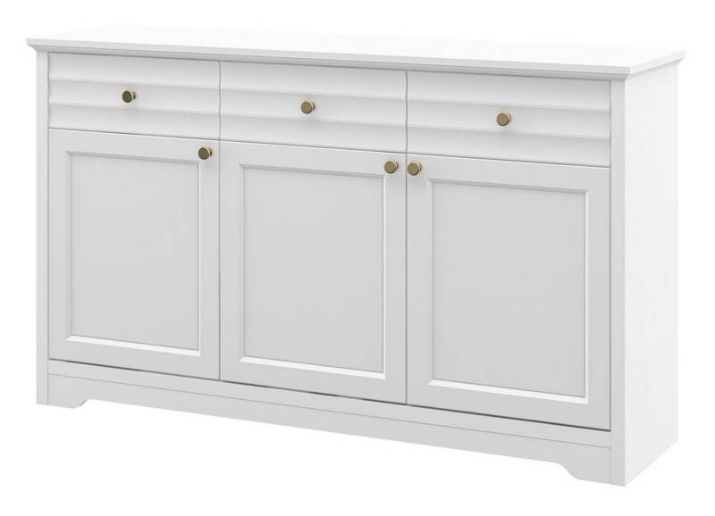 Feldmann-Wohnen Kommode Denver (Denver, 1 St., Sideboard mit Türen und Schubladen), 160x40x93cm weiß Front MDF von Feldmann-Wohnen