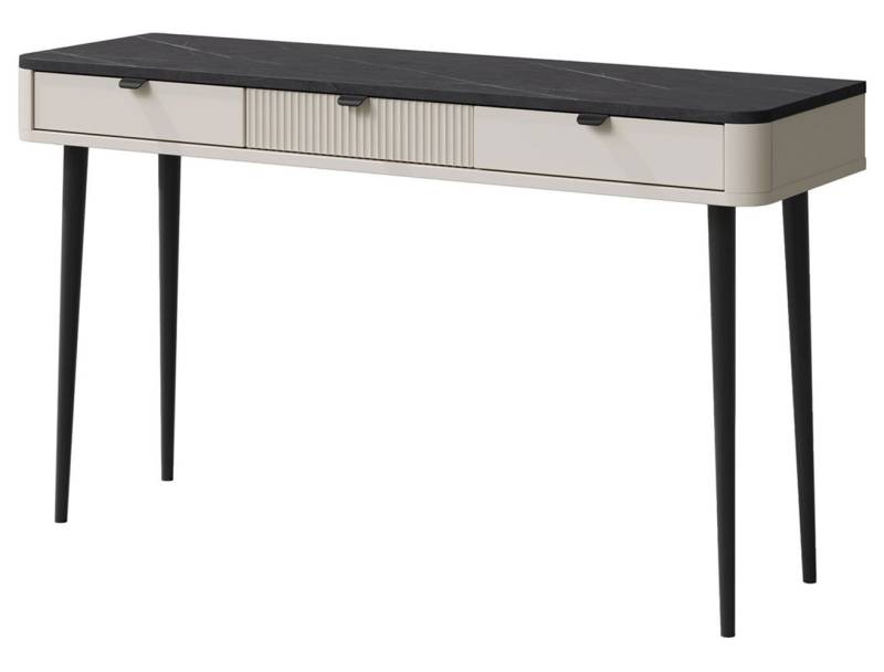 Feldmann-Wohnen Konsolentisch Marly (mit 3 Schubladen, 1-St., moderne Optik, abgerundeter Korpus, Zugengriffe aus Metall), 130x40x82cm Kaschmir / Graustein von Feldmann-Wohnen