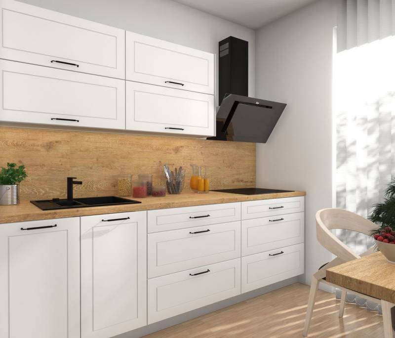 Feldmann-Wohnen Küchenzeile Kvantum, (Klappen mit Gasdruckdämpfer, Blum Metabox), 240cm, 7-tlg, Grau / Weiß Matt - Blum Metabox von Feldmann-Wohnen