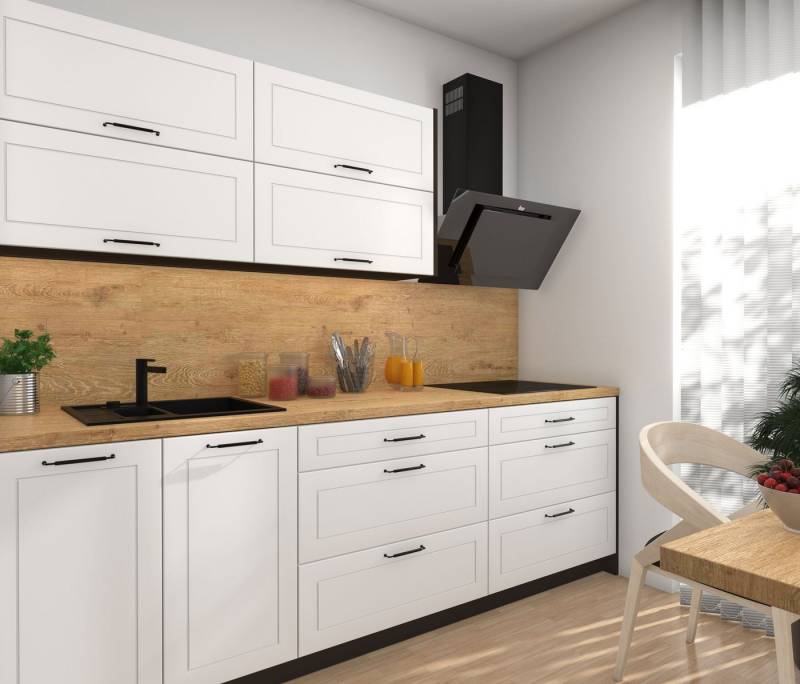 Feldmann-Wohnen Küchenzeile Kvantum, (Klappen mit Gasdruckdämpfer, Blum Metabox), 240cm, 7-tlg, Lava / Weiß Matt - Blum Metabox von Feldmann-Wohnen