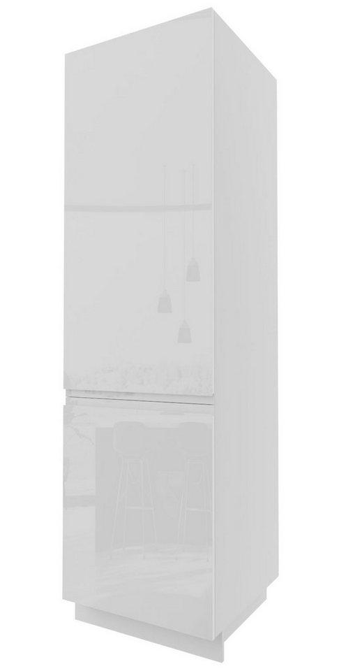 Feldmann-Wohnen Kühlumbauschrank Florence (2-türig, 1-St., moderne Hochglanz-Optik, Griffmulden) 60x59x207cm Farbe wählbar von Feldmann-Wohnen