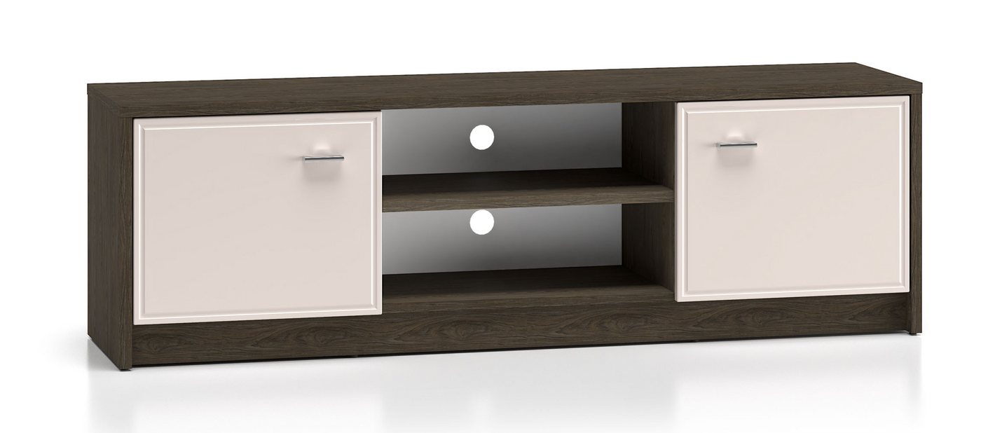 Feldmann-Wohnen Lowboard Avante (mit Türen, offene Fächer, 1 St., moderne Optik, 2-türig, Front MDF), 160x40x50cm Windmill Eiche dunkel Cashmere Hochglanz 2-türig von Feldmann-Wohnen