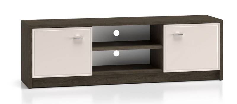 Feldmann-Wohnen Lowboard Avante (mit Türen, offene Fächer, 1 St., moderne Optik, 2-türig, Front MDF), 160x40x50cm Windmill Eiche dunkel Cashmere Hochglanz 2-türig von Feldmann-Wohnen