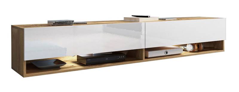 Feldmann-Wohnen Lowboard Lowboard A (Lowboard A, 1 St., Lowboard), 180x32x30cm grifflos Wotan Eiche / weiß Hochglanz von Feldmann-Wohnen