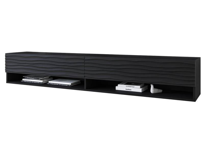 Feldmann-Wohnen Lowboard Lowboard A (Lowboard A, 1 St., Lowboard), 180x32x30cm grifflos schwarz Wellenmuster von Feldmann-Wohnen