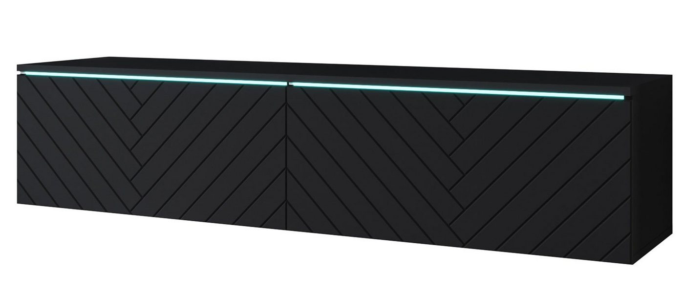 Feldmann-Wohnen Lowboard Lowboard D (Lowboard D, 1 St., Lowboard), 140x33x30cm schwarz Herringbone grifflos von Feldmann-Wohnen