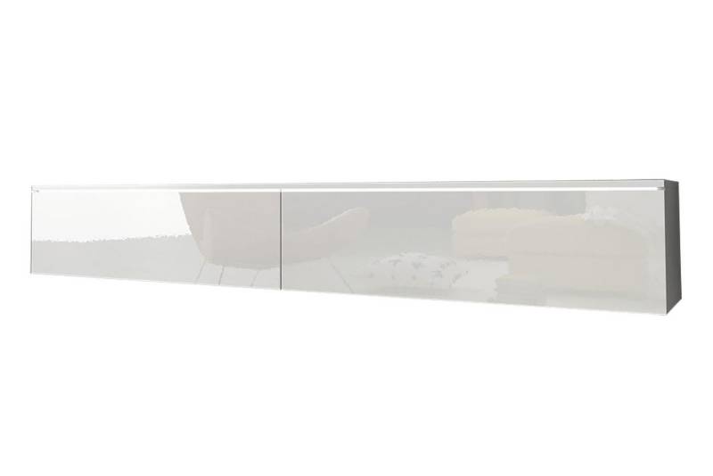 Feldmann-Wohnen Lowboard Lowboard D (2 Klappen, innen 2 Fächer, 1 St., moderne Optik, grifflos, hängend oder stehend montierbar), 180x32x30cm Weiß / Weiß Hochglanz grifflos von Feldmann-Wohnen